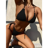Halter Neck Bikini for Stylish Beach Style and Adjustable Fit - black / S