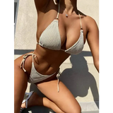 Halter Neck Bikini for Stylish Beach Style and Adjustable Fit - khaki / L