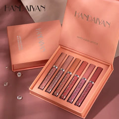 HANDAIYAN 6-Piece Liquid Lipstick Set – Non-Stick Cup Matte Lip Gloss Gift Box, Long-Lasting & Fade-Resistant - Himpall
