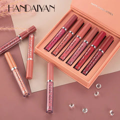HANDAIYAN 6-Piece Liquid Lipstick Set – Non-Stick Cup Matte Lip Gloss Gift Box, Long-Lasting & Fade-Resistant - Himpall
