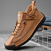 Handmade Leather Men’s Loafers: Casual Slip-On Moccasins & Fashion Tooling Shoes - HT-9888-Brown / 47
