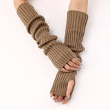 Harajuku Fingerless Long Wrist Gloves False Sleeves 52cm Knitted Gloves Arm Warmers Goth Punk Elbow Mittens Girl Boys