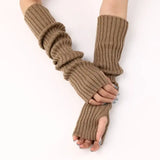Harajuku Fingerless Long Wrist Gloves – Knitted Arm Warmers Goth Punk