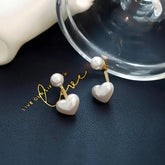 Heart Shape Korean Style Pearl Stud Earrings - Himpall
