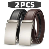 Genuine Leather Ratchet Belt Adjustable Automatic Buckle Precision Fit