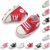 High-Top Baby Sneakers – First Walkers Classic Canvas Casual Shoes Soft Cotton Anti-Slip Sole