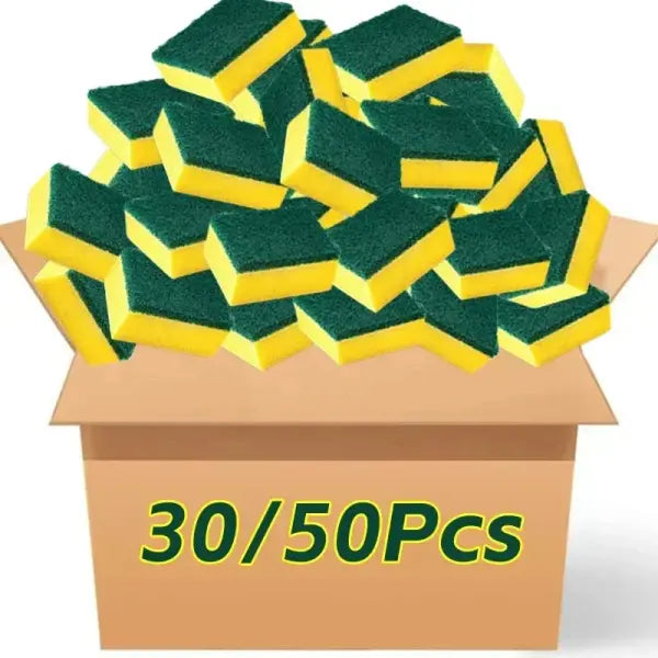 Highly Absorbent Double-Sided Sponge Magic Cleaning Pot Brush - 30pcs