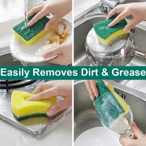 Highly Absorbent Double-Sided Sponge Magic Cleaning Pot Brush - 30pcs