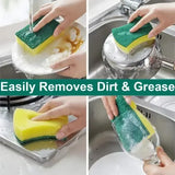 Highly Absorbent Double-Sided Sponge Magic Cleaning Pot Brush - 30pcs
