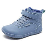 HOBIBEAR Kids Winter Sneakers – Wide Toe Box Faux Fur Lined Ankle Hook & Loop Shoes for Toddlers & Kids - Blue / 24