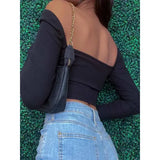 V-Neck High-Stretch Polyester Long Sleeve Crop Tops for Spring
