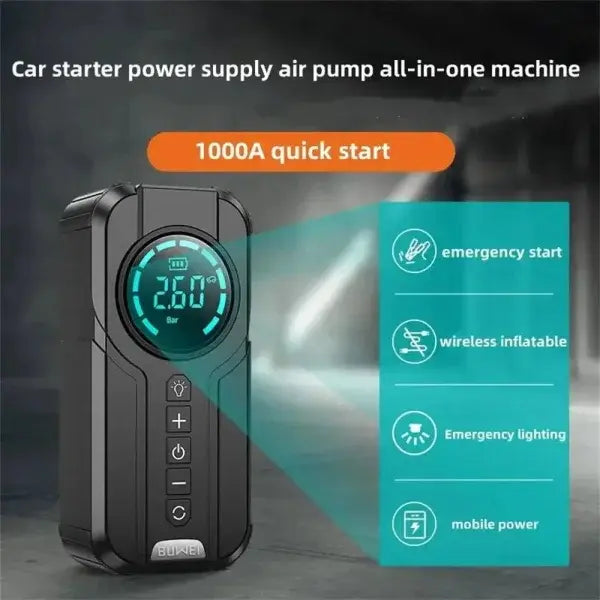 Home Car Jump Starter with Air Pump and Emergency Lighting