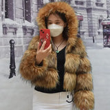 Women’s Faux Fur Coat – Thick Warm Winter Fashion Jacket Plus Size - Added hood / 3XL / CHINA