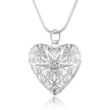 Sterling Silver Heart Photo Frame Pendant Necklace with Rope Chain