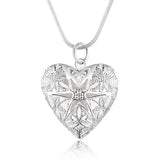 Sterling Silver Heart Photo Frame Pendant Necklace with Rope Chain