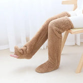 Hot Fluffy Thigh-High Socks – Fuzzy Over-Knee Leggings & Slippers Cozy Teddy Hairy Stockings