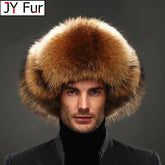 Hot high-end luxury fur hat Men’s fox fur hat Lei Feng cap ear cap fur necessary hat Real fur hat 100% Sheepskin top