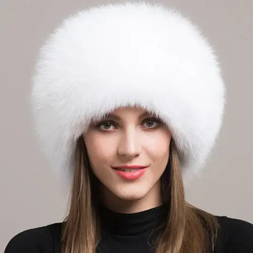 Hot Sale 100% natural Fox Fur Hat Women Cap Thick Fur Cap Winter Warm Hat Female Fashion For Women Hat With Earmuffs