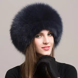 Hot Sale 100% natural Fox Fur Hat Women Cap Thick Fur Cap Winter Warm Hat Female Fashion For Women Hat With Earmuffs