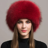 Hot Sale 100% natural Fox Fur Hat Women Cap Thick Fur Cap Winter Warm Hat Female Fashion For Women Hat With Earmuffs
