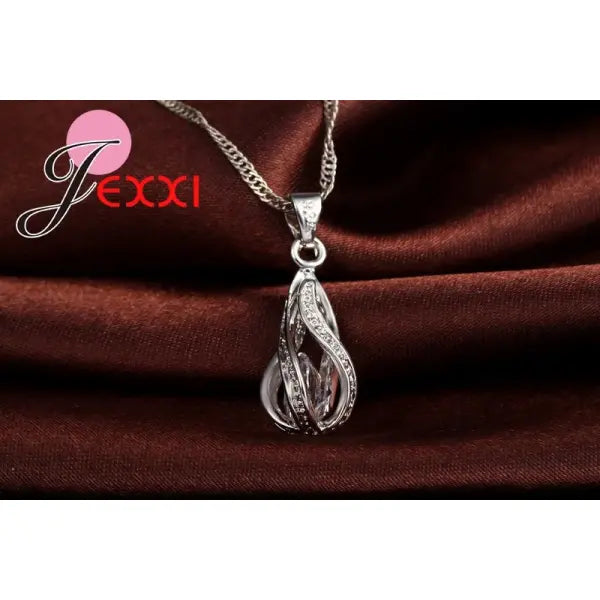 Water Drop Jewelry Set Sterling Silver Plated for Wedding Ceremonies
