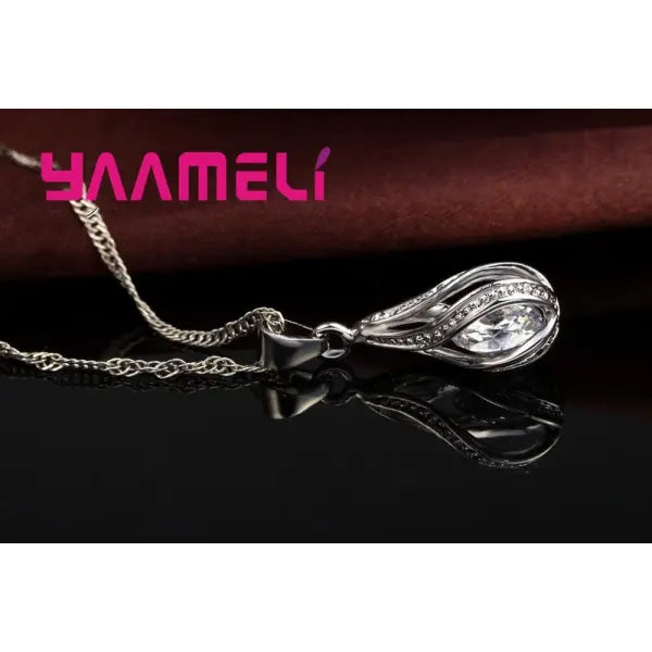 Water Drop Jewelry Set Sterling Silver Plated for Wedding Ceremonies