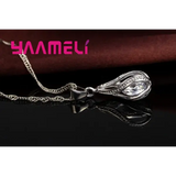 Hot Water Drop CZ 925 Sterling Silver Plated Jewelry Set For Women Pendant Necklace Hoop Earrings Wedding Party