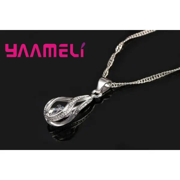 Water Drop Jewelry Set Sterling Silver Plated for Wedding Ceremonies