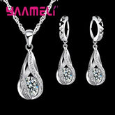 Water Drop Jewelry Set Sterling Silver Plated for Wedding Ceremonies