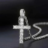 Huitan 60cm Twisted Chain Cubic Zirconia Long Necklace Cross Pendant