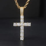 Huitan 60cm Twisted Chain Cubic Zirconia Long Necklace Cross Pendant - XL1035