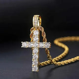 Huitan 60cm Twisted Chain Cubic Zirconia Long Necklace Cross Pendant