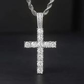 Huitan 60cm Twisted Chain Cubic Zirconia Long Necklace Cross Pendant - XL1034