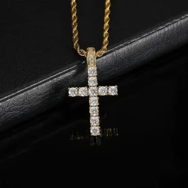 Huitan 60cm Twisted Chain Cubic Zirconia Long Necklace Cross Pendant