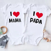 I Love Mama & Papa” Baby Romper – Funny Triangle Onesie for Newborns & Infant T-Shirt Bodysuit