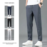 Ice Silk Pants Summer Thin Business Casual Elastic Straight Leg