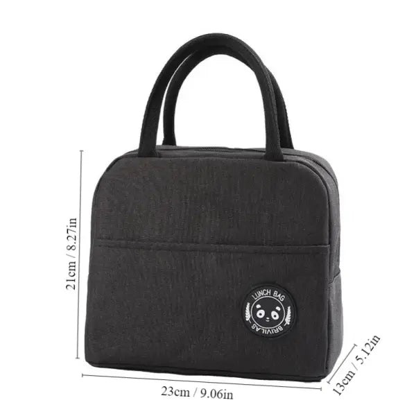 Insulated Lunch Bag Bento Pack Aluminum with Ice Pack Capacity - Black