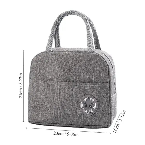 Insulated Lunch Bag Bento Pack Aluminum with Ice Pack Capacity - Grey