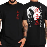 Japan Samurai Spirit T Shirts For Men Japanese Style Back Print Loose Oversized 100% Cotton Tops T-shirt Bushido Male