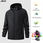 JNLN Men Women Hiking Jackets Waterproof Sun Protective Windbreaker Unisex Camping Climbing Outdoor Rain Coat Portable