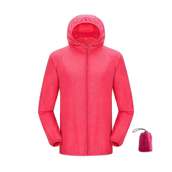 Women Waterproof Hiking Sun-Protective Outerwear Jacket - Unisex Rose Red / XXL