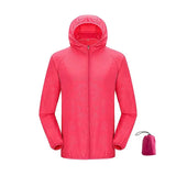 Women Waterproof Hiking Sun-Protective Outerwear Jacket - Unisex Rose Red / XXL