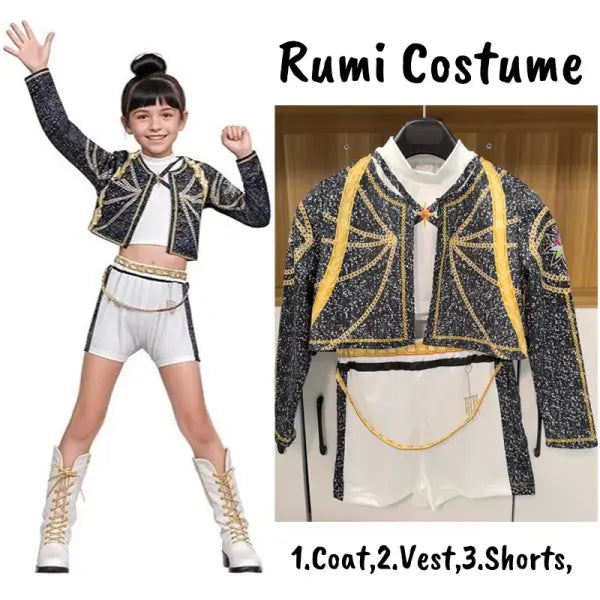 Rumi Mira Costume Anime Set Unisex Demon Hunters Zoey - Rumi Costume Only / 5T(Height 120cm)