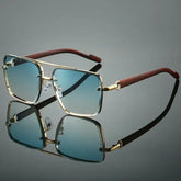 Retro Square Metal Sunglasses Polycarbonate Lenses Pilot Style