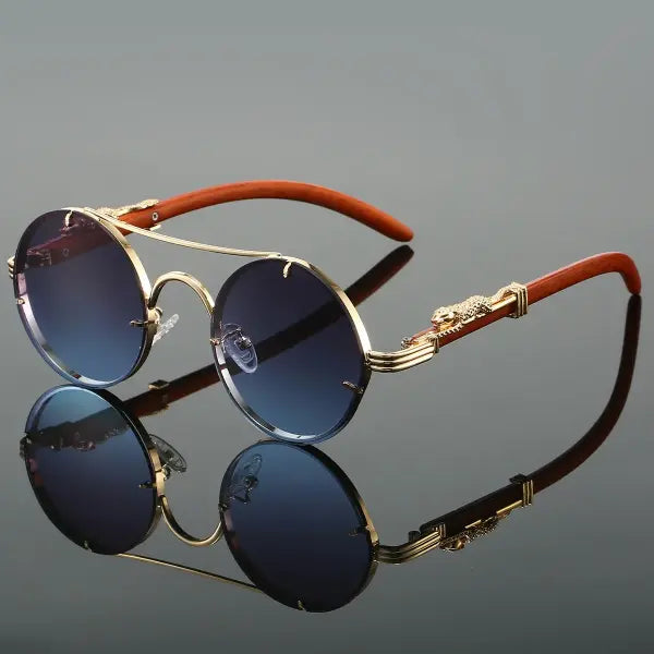 Luxury Design Vintage Round Sunglasses with Polycarbonate Lenses