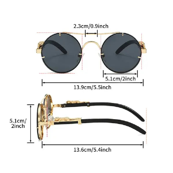 Luxury Design Vintage Round Sunglasses with Polycarbonate Lenses