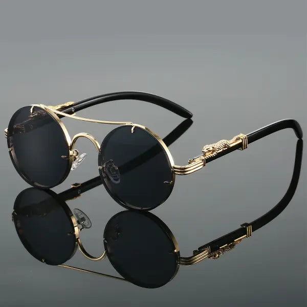 Luxury Design Vintage Round Sunglasses with Polycarbonate Lenses