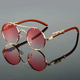 Luxury Design Vintage Round Sunglasses with Polycarbonate Lenses - golden-gradient pink / as picture shows