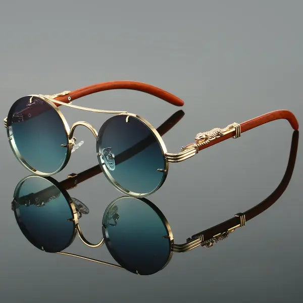 Luxury Design Vintage Round Sunglasses with Polycarbonate Lenses