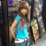 Y2K Letter Print Crop Top - Trashy 2000s Harajuku Aesthetic Baby Tee